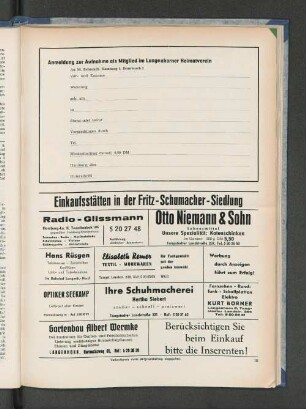 Anmeldung zur Aufnahme als Mitglied im Langenhorner Heimatverein