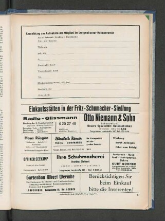 Anmeldung zur Aufnahme als Mitglied im Langenhorner Heimatverein