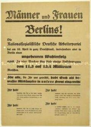 Aufruf der NSDAP zur preußischen Landtagswahl 1932