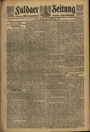 Zweite Ausgabe vom Samstag, den 18. September 1909.