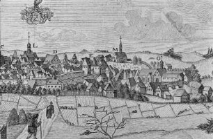 Zittau. Hospital St. Jacob (O), Ausschnitt aus: Prospekt der Stadt Zittau, 1757 (Sign.: VIII 130)