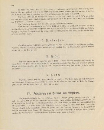 IV. Fabrikationen und Vertrieb von Maschinen.