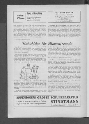 Ratschläge für Blumenfreunde