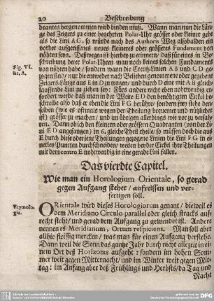 Das vierdte Capitel. Woe man ein Horologium Orientale, so gerad gegen Aufgang stehet/ aufreissen und verfertigen soll.