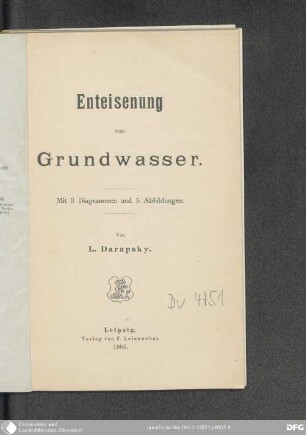 Enteisenung von Grundwasser : mit 3 Diagrammen u. 5 Abb.
