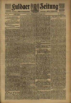 Erste Ausgabe vom Mittwoch, den 24. August 1910.
