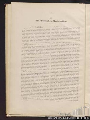 III. Die städtischen Markthallen.