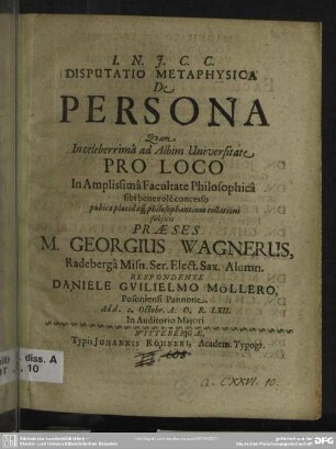 Disputatio metaphysica de persona