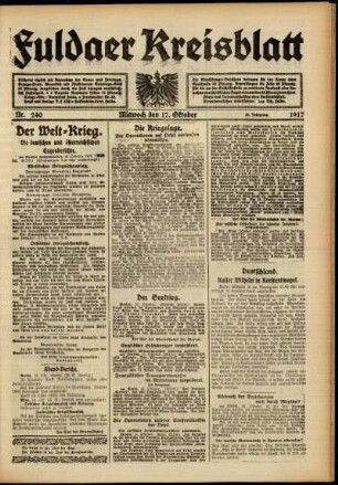 Ausgabe vom Mittwoch, den 17. Oktober 1917.