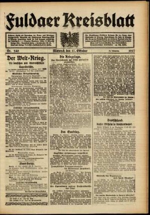 Ausgabe vom Mittwoch, den 17. Oktober 1917.
