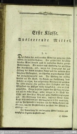 Erste Klasse. Ausleerende Mittel