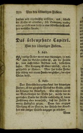 Das siebenzehnte Capitel. Von den bösartigen Fiebern.