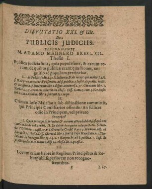 Disputatio XXI. & Ult. De Publicis Iudiciis. Respondente M. Adamo Mahnero ...