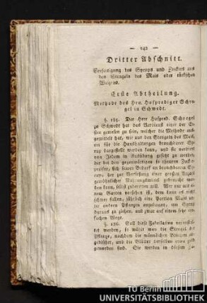 Dritter Abschnitt. Verfertigung des Syrups und Zuckers aus den Stengeln des Mais oder türkschen Weizens.