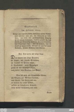 [15.] Maskenball. Im Februar 1803.
