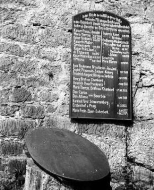 Felsenburg Sloup : Bürgstein (Sloup v Cechách/Tschechische Republik). Felsenburg Einsiedlerstein (Sloup), Besuchertafel