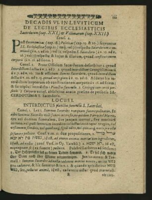 Decadis VI. In Leviticum De Legibus Ecclesaisticis Sacerdorum & Victimarum.