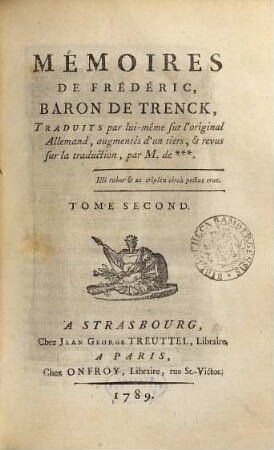 Mémoires de Frédéric, Baron de Trenck. 2