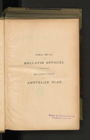 5.1912: Bulletin officiel du Congo Belge