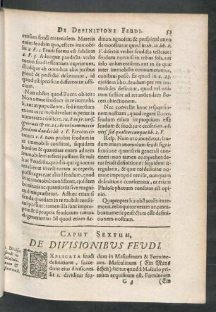 Caput Sextum, De Divisionibus Feudi