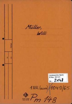 Personenheft Willi Müller (*08.12.1912), SS-Hauptscharführer