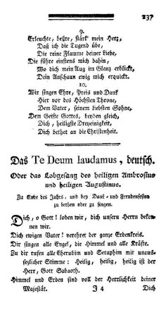 Das Te Deum laudamus, deutsch. Oder das Lobgesang des heiligen Ambrosius und heiligen Augustinus.