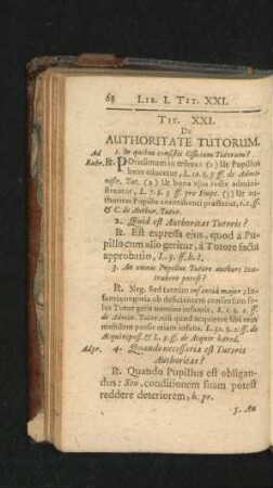 Tit. XXI. De Authoritate Tutorum.
