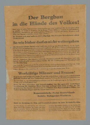 "Der Bergbau in die Hände des Volkes!"