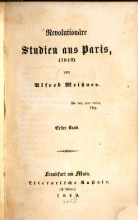 Revolutionäre Studien aus Paris : 1849. 1