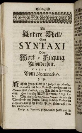 Der Andere Theil/ Vom Syntaxi Oder Wort-Fügung Insonderheit.