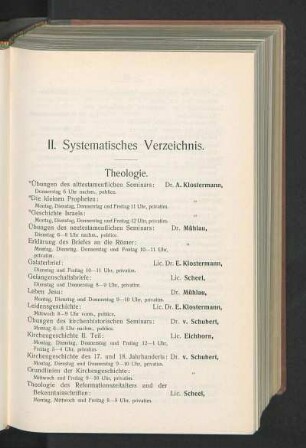 II. Systematisches Verzeichnis.