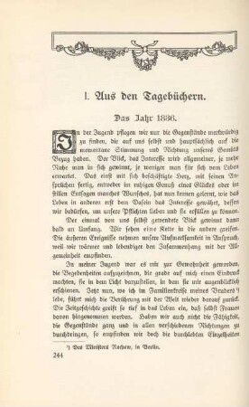 I. Aus den Tagebüchern