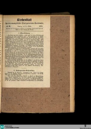 Karlsruher Tagblatt, Kirchenblatt für die evangelische Stadtgemeinde Karlsruhe No. 29
