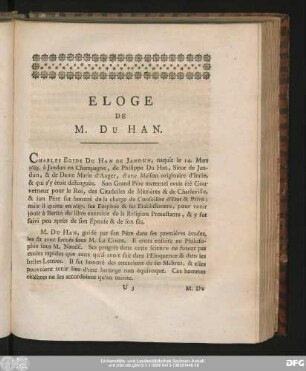 Eloge De M. Du Han.