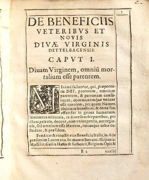 Beneficia Vetera Et Nova, Divae Virginis Dettelbacensis