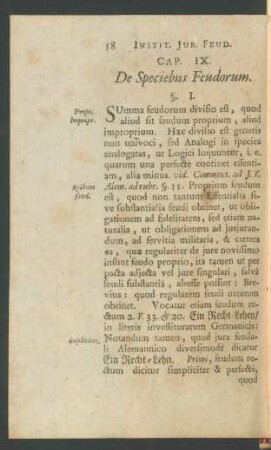 Cap. IX. De Speciebus Feudorum