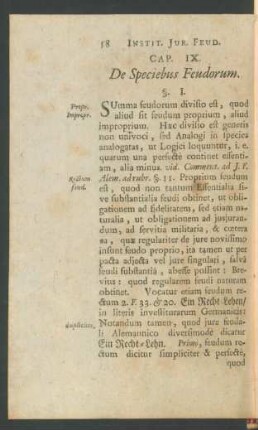 Cap. IX. De Speciebus Feudorum