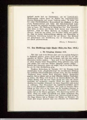 a. Die Kriegslage Sommer 1918