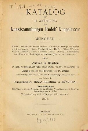 Versteigerung. 1897, 26./27. Okt. = [537]