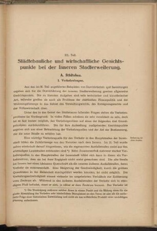 III. Teil. Städtbauliche und wirtschaftliche Gesichtspunkte bei der Inneren Stadterweiterung.