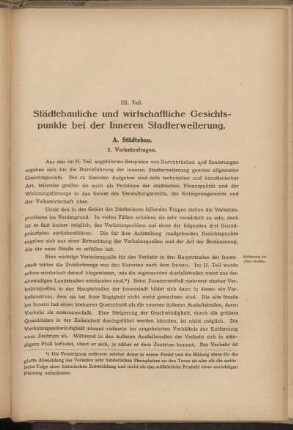 III. Teil. Städtbauliche und wirtschaftliche Gesichtspunkte bei der Inneren Stadterweiterung.