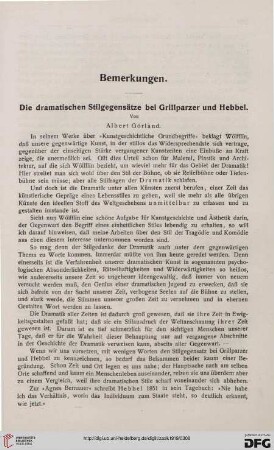 Die dramatischen Stilgegensätze bei Grillparzer und Hebbel