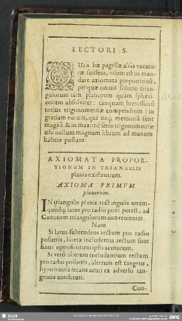 Axiomata Proportionum In Triangulis planis existentium