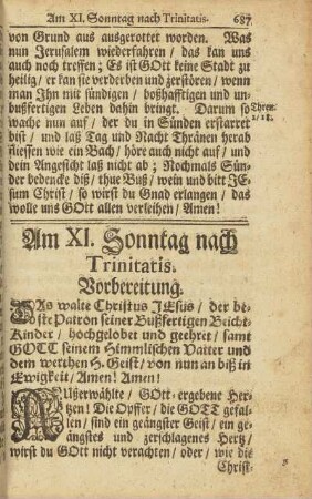 Am XI. Sonntag nach Trinitatis.