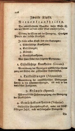 Zweite Klasse. Nervenkrankheiten.
