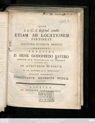 Qvod l. 2. C. d. Rescind. vendit. Etiam Ad Locationem Pertineat