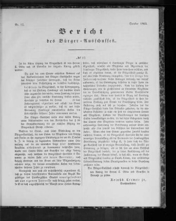 Nr. 12. Bericht des Bürger=Ausschusses. October 1863.