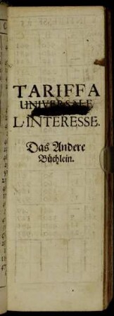 Tariffa Universale L'Interesse. Das Andere Büchlein.