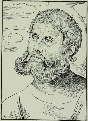 Luther als Junker Jörg : Lucas Cranach der Ältere (1472-1553). Luther als Junker Jörg. Holzschnitt, gedruckt 1522, 28,3 x 20,4 cm, Geisberg 639, H 132