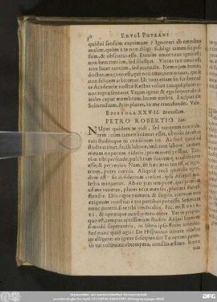 Epistola XXVII. Bruxellam. Petro Robertio. Suo.